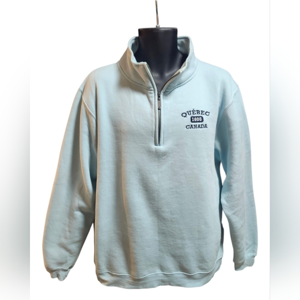 Coastal Culture Quebec 1608 Canada Light Blue Quarter-Zip Sweatshirt